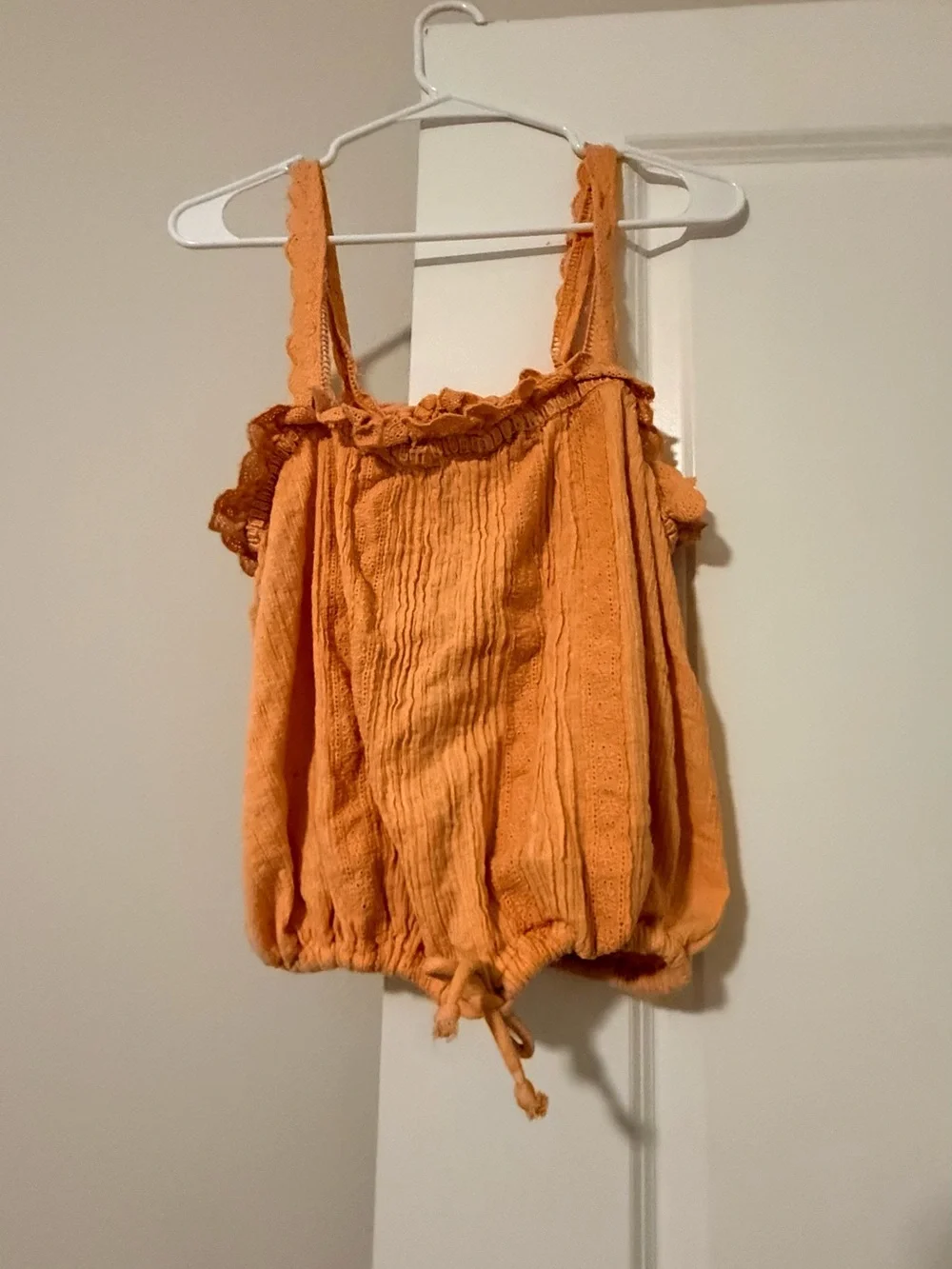 Free People Orange Ruffled Tie-Hem Cami